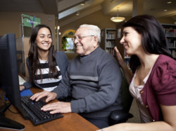 elderly having a bonding with his family